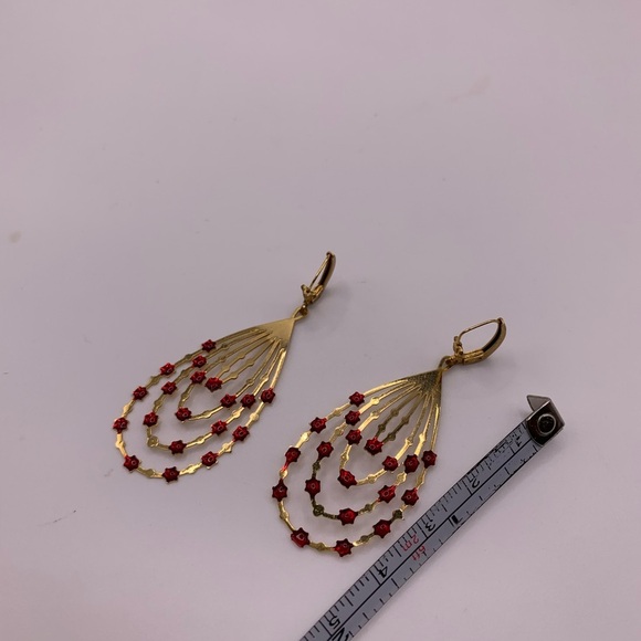 Vintage gold tone red stars earrings - Picture 4 of 6